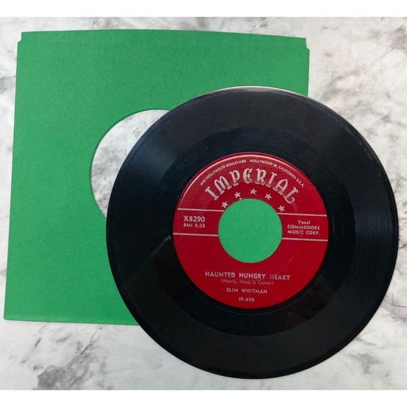 Slim Whitman Haunted Hungry Heart / Roll On Silvery Moon 45 Country Imperial VG+ - Picture 3 of 4